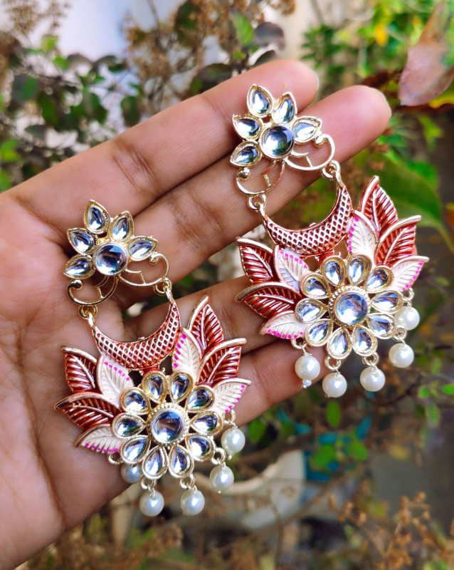 Pink rajwadi earring