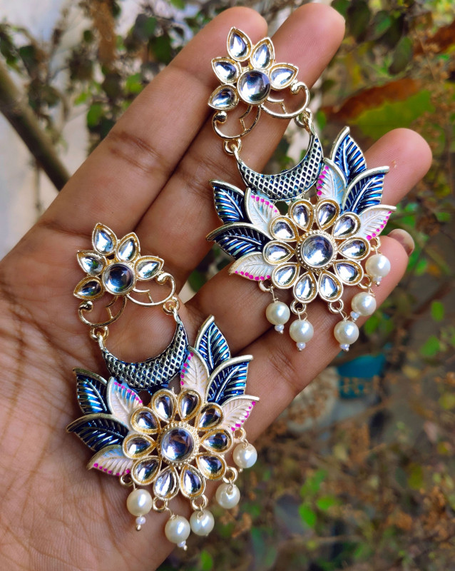 Blue Rajwadi earrings
