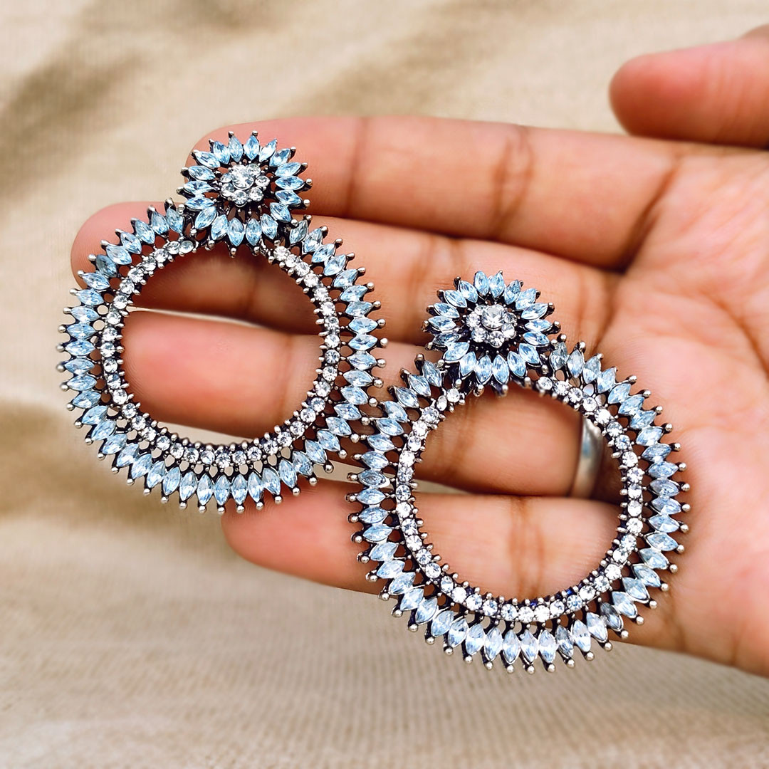 Crystal Circular Statement Earrings