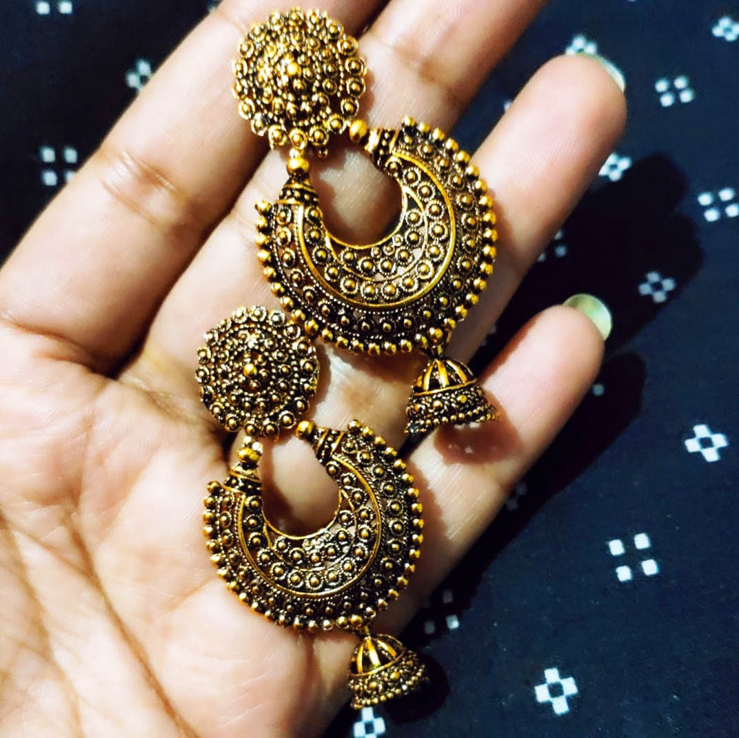 Antique South Indian golden small jhumka