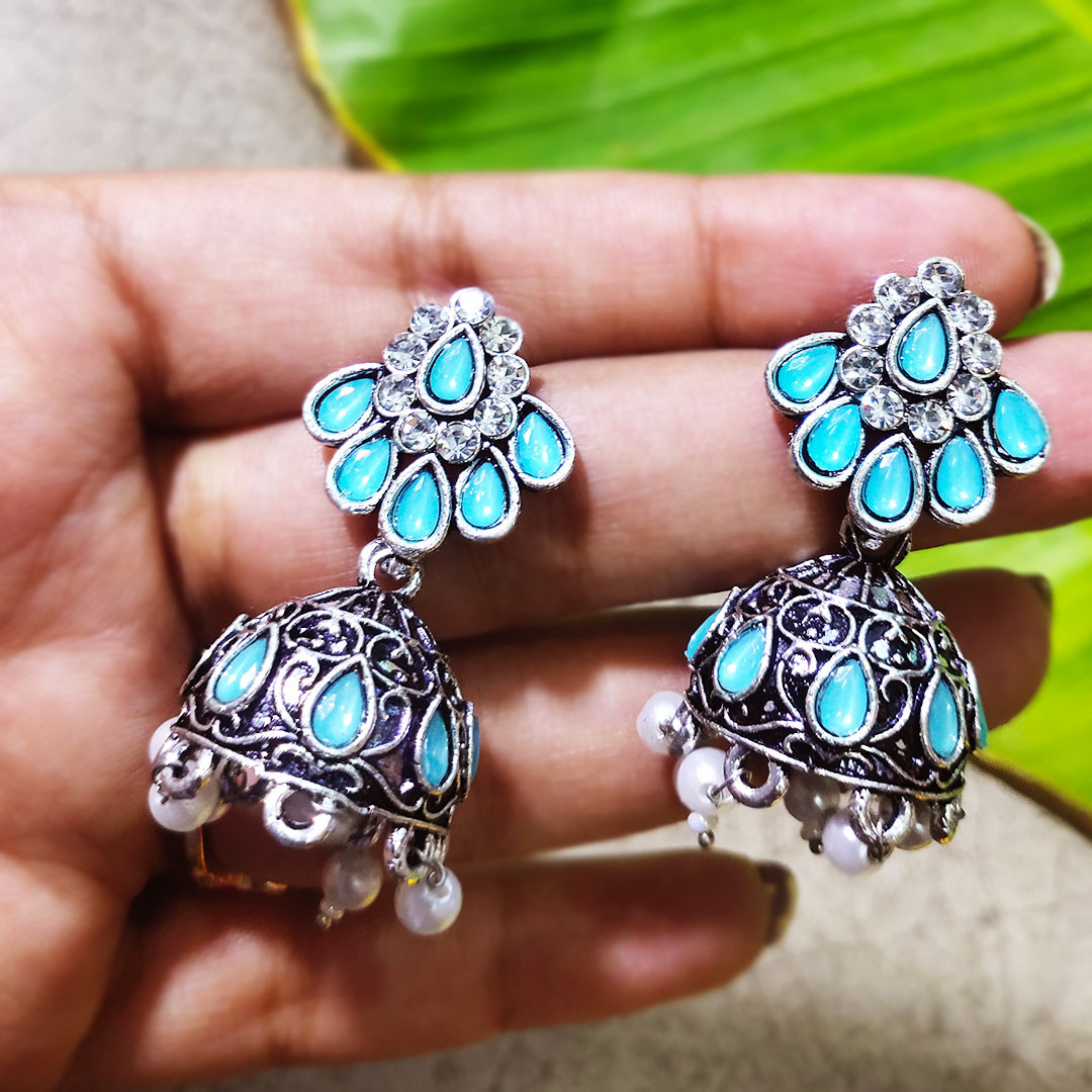 Yellow Meenakari Floral Jhumka Earrings with Pearl Drops